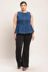 MODERN FLOUNCE DENIM TOP - Flying Tomato - Flyclothing LLC