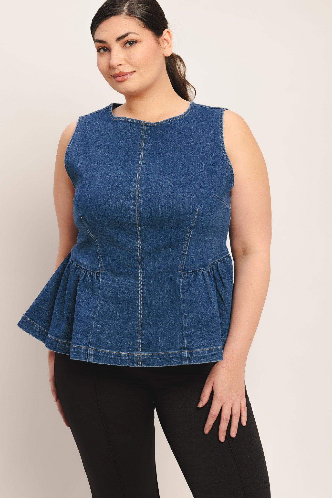 MODERN FLOUNCE DENIM TOP - Flying Tomato - Flyclothing LLC