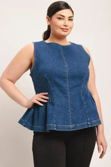 MODERN FLOUNCE DENIM TOP - Flying Tomato - Flyclothing LLC