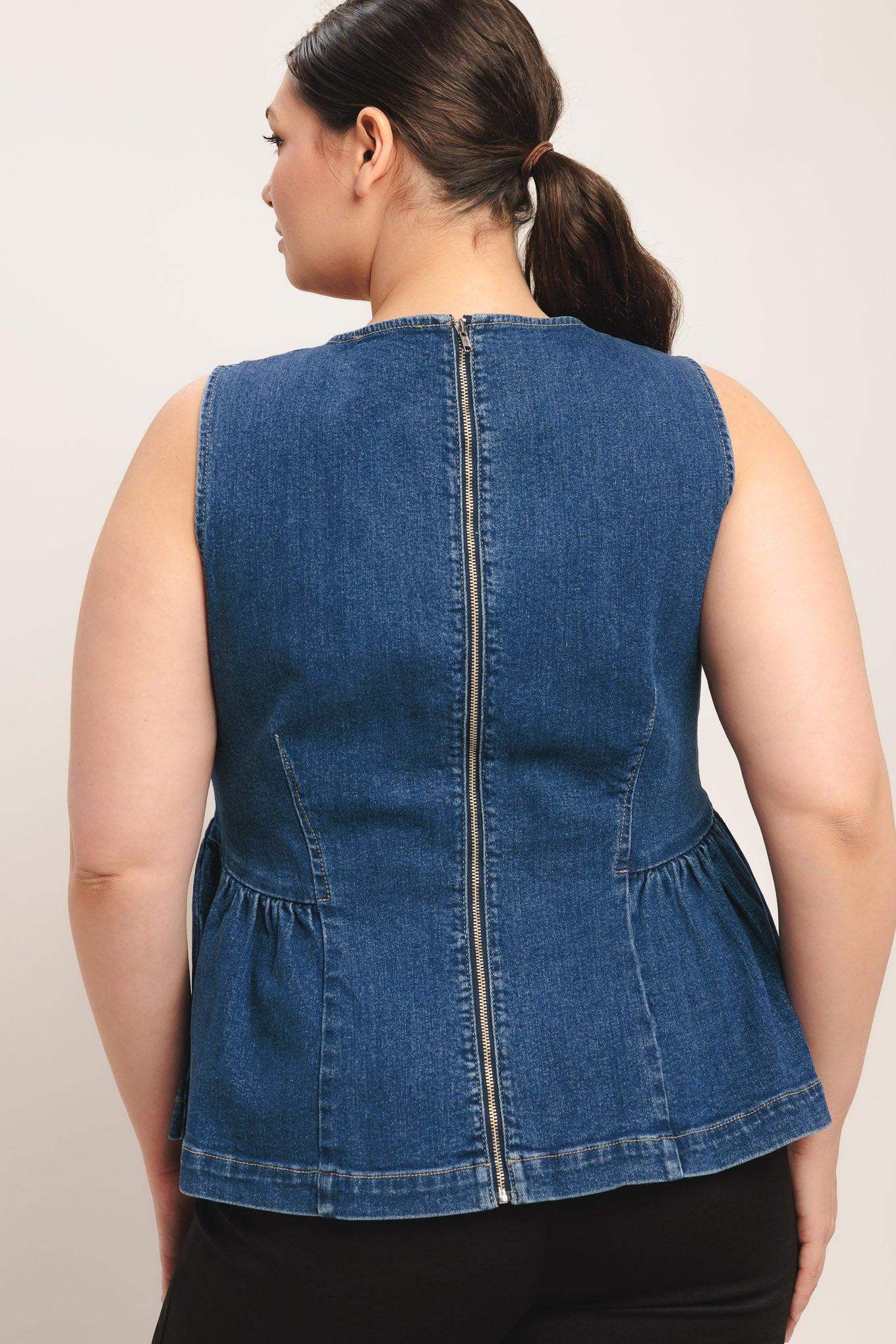MODERN FLOUNCE DENIM TOP - Flying Tomato - Flyclothing LLC