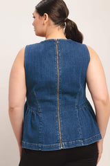 MODERN FLOUNCE DENIM TOP - Flying Tomato - Flyclothing LLC