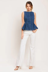 MODERN FLOUNCE DENIM TOP - Flying Tomato - Flyclothing LLC