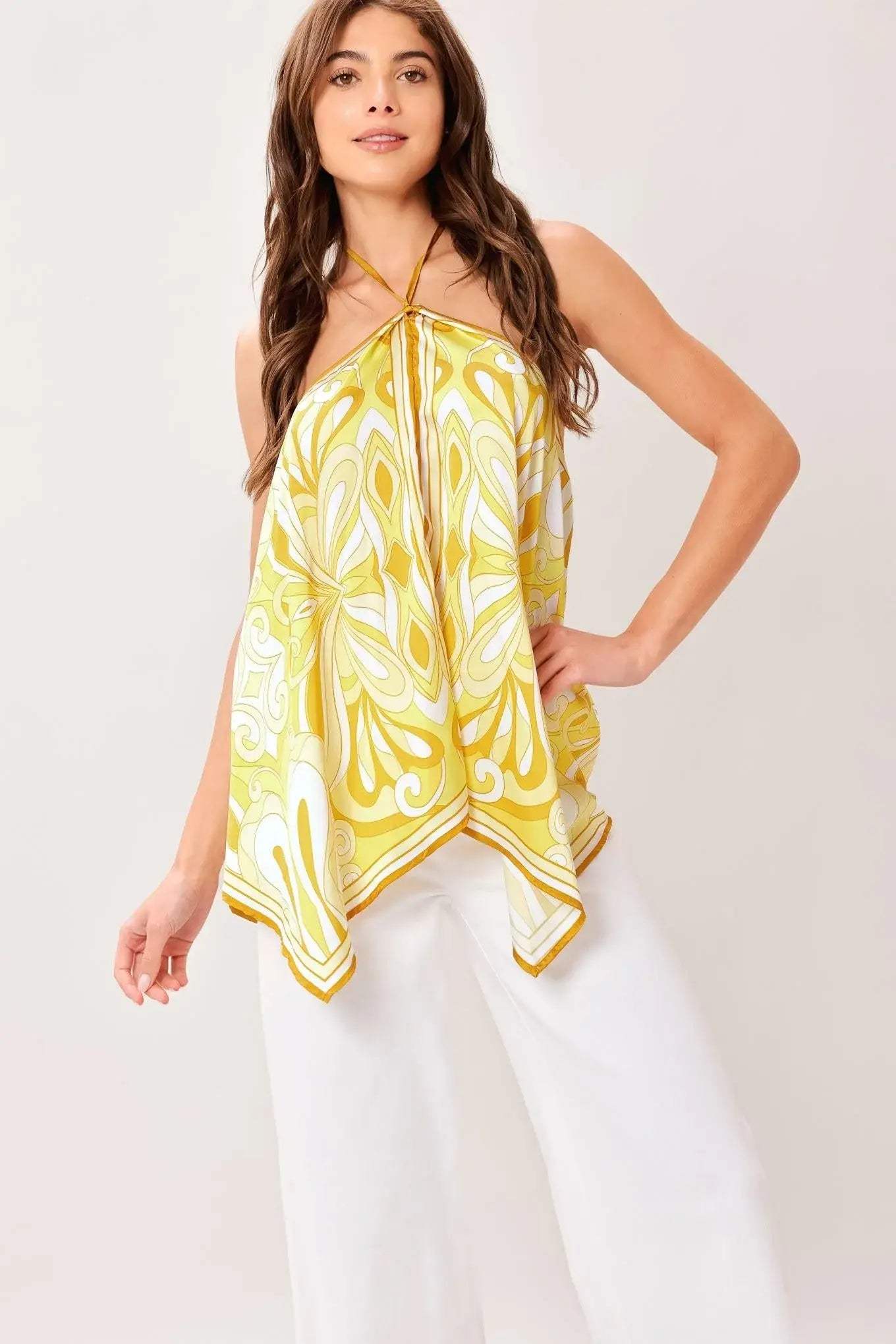 GOLDEN SWIRL WOVEN HANKY TOP - Flying Tomato - Flyclothing LLC