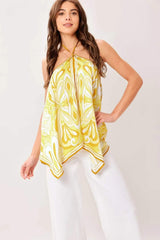 GOLDEN SWIRL WOVEN HANKY TOP - Flying Tomato - Flyclothing LLC