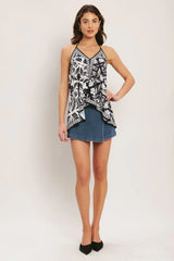 BLACK RIVIERA WOVEN SCARF TOP - Flying Tomato - Flyclothing LLC