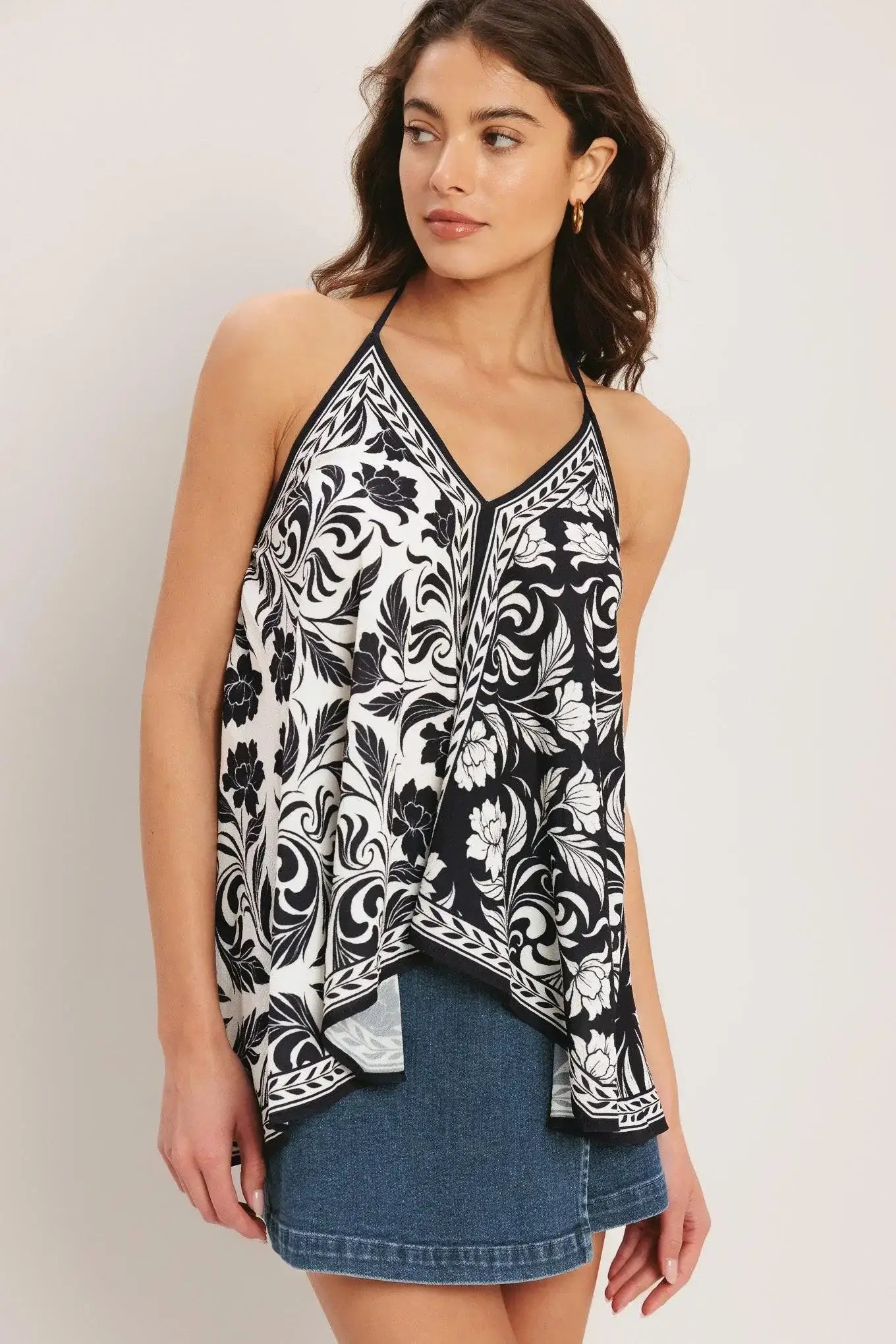 BLACK RIVIERA WOVEN SCARF TOP - Flying Tomato - Flyclothing LLC