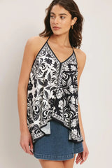 BLACK RIVIERA WOVEN SCARF TOP - Flying Tomato - Flyclothing LLC