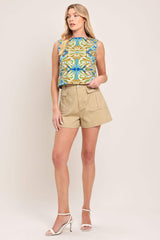 ISLAND MOSAIC WOVEN CROP TOP - Flying Tomato - Flyclothing LLC