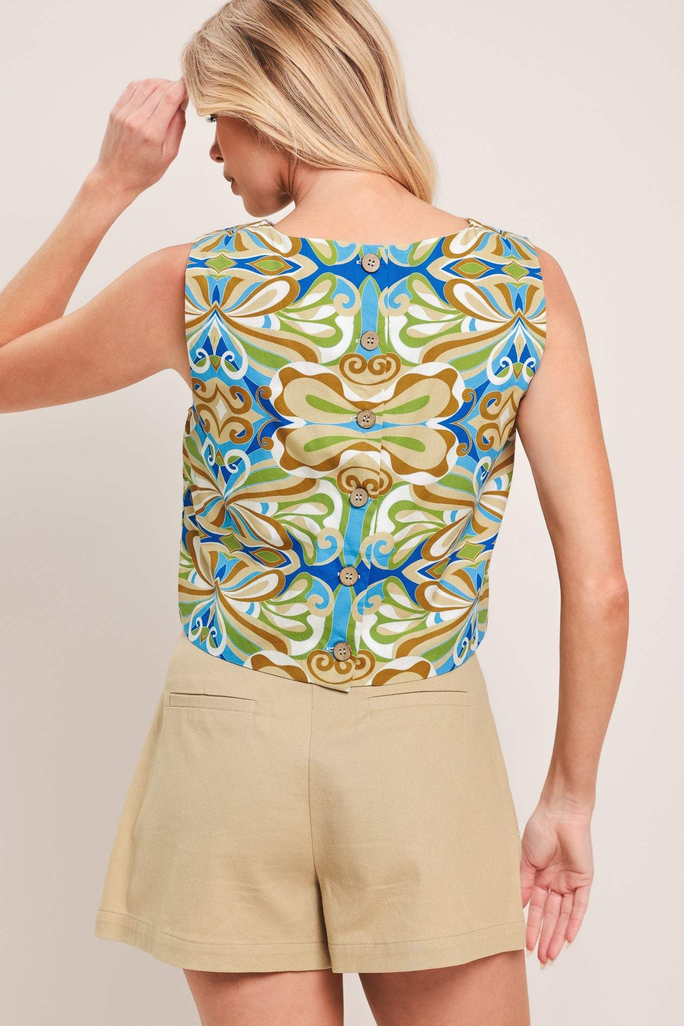 ISLAND MOSAIC WOVEN CROP TOP - Flying Tomato - Flyclothing LLC