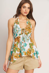 GOLDEN HOUR FLORAL WOVEN TOP - Flying Tomato - Flyclothing LLC