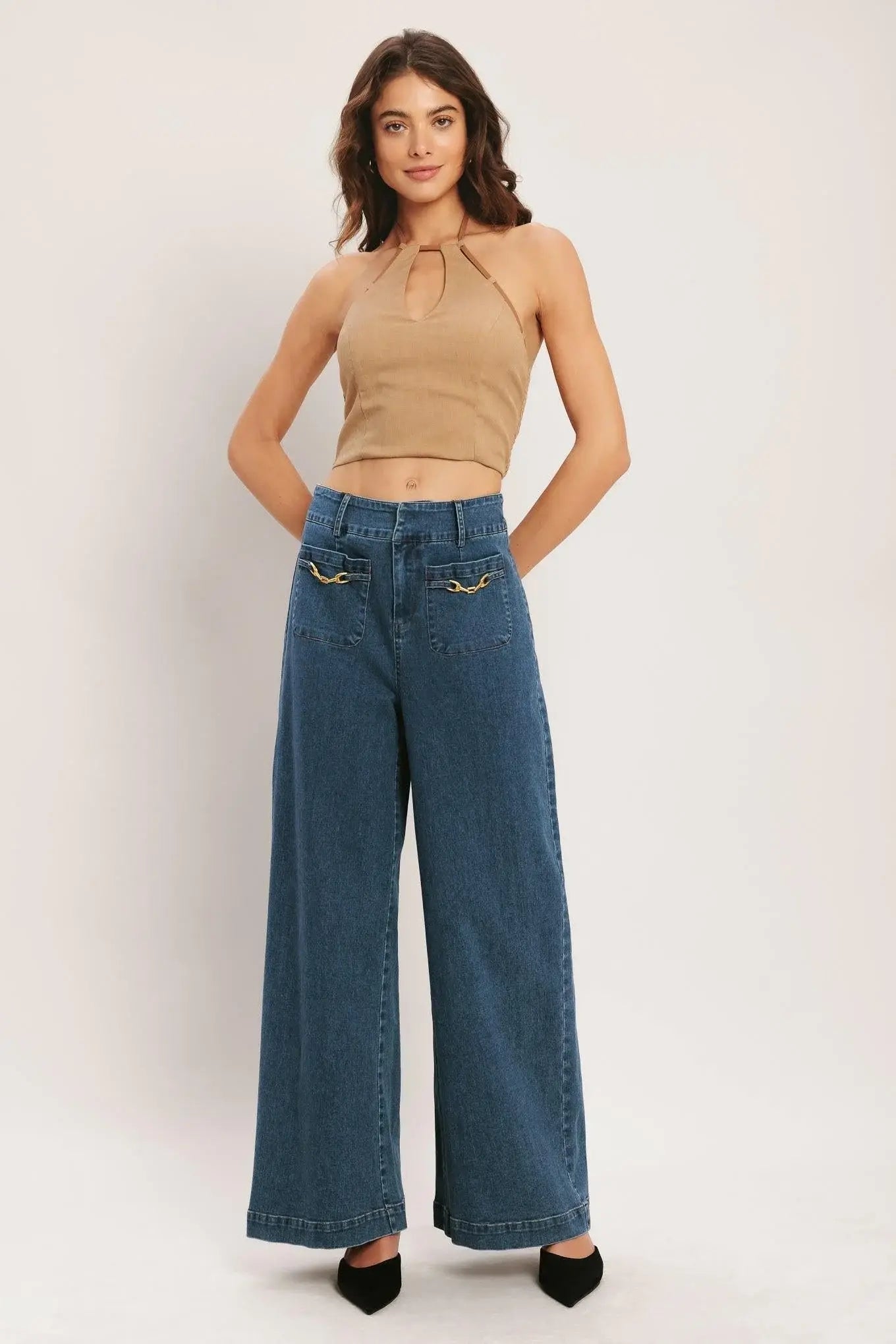 CARAMEL COAST WOVEN CROP TOP - Flying Tomato - Flyclothing LLC