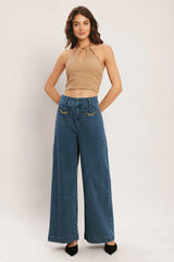 CARAMEL COAST WOVEN CROP TOP - Flying Tomato - Flyclothing LLC