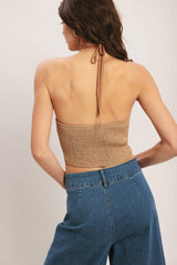 CARAMEL COAST WOVEN CROP TOP - Flying Tomato - Flyclothing LLC