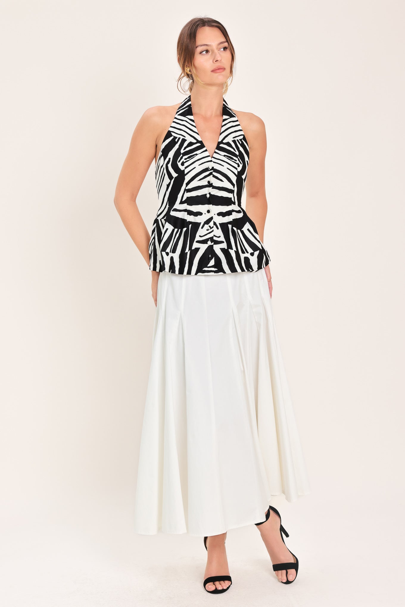 MINIMAL ELEGANCE WOVEN HALTER TOP - Flying Tomato - Flyclothing LLC