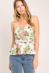 ROSE PETAL WOVEN TUBE TOP - Flying Tomato - Flyclothing LLC