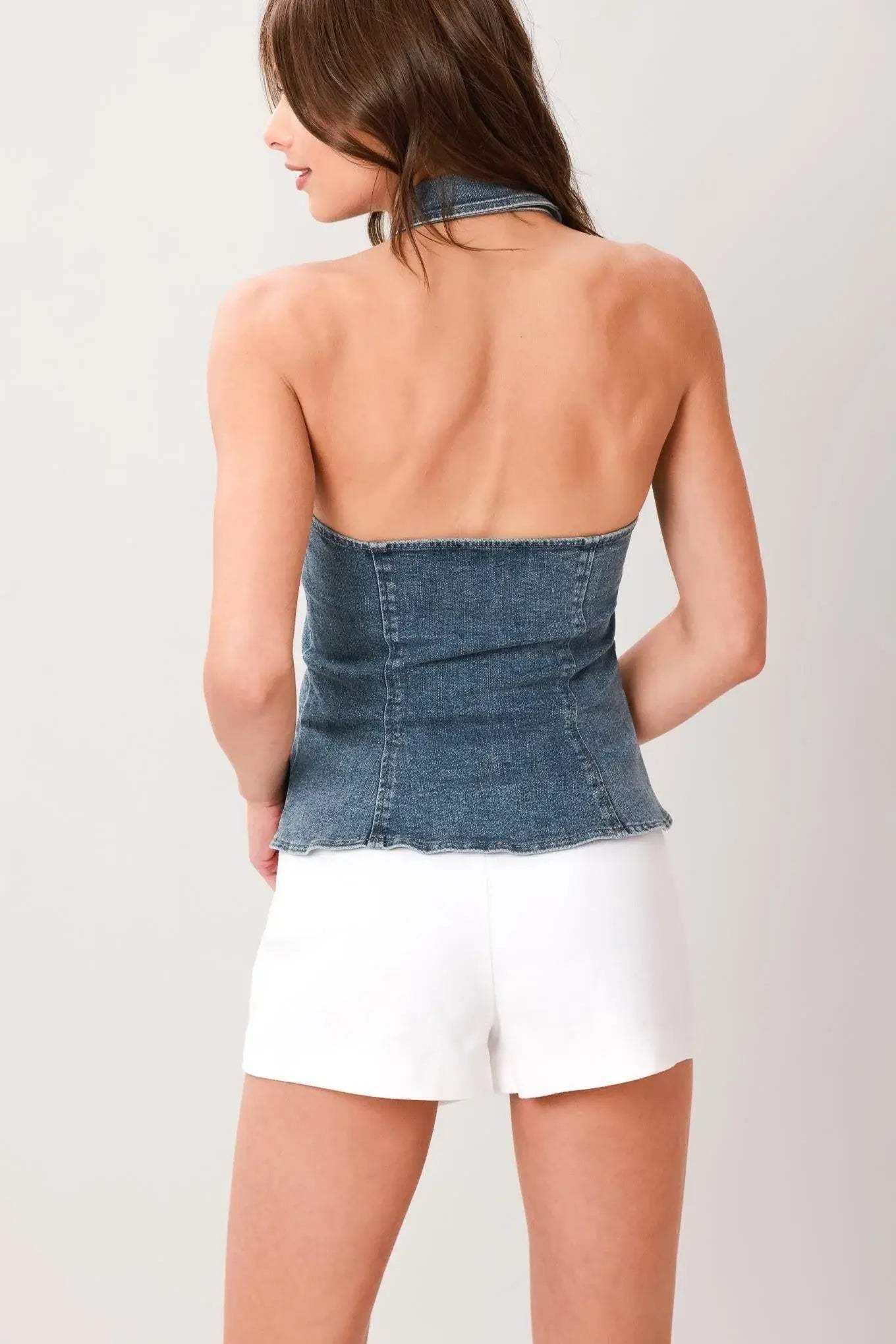 INDIGO BABE DENIM TOP - Flying Tomato - Flyclothing LLC