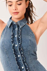INDIGO BABE DENIM TOP - Flying Tomato - Flyclothing LLC