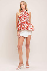 SUNSET BLOOM WOVEN TOP - Flying Tomato - Flyclothing LLC