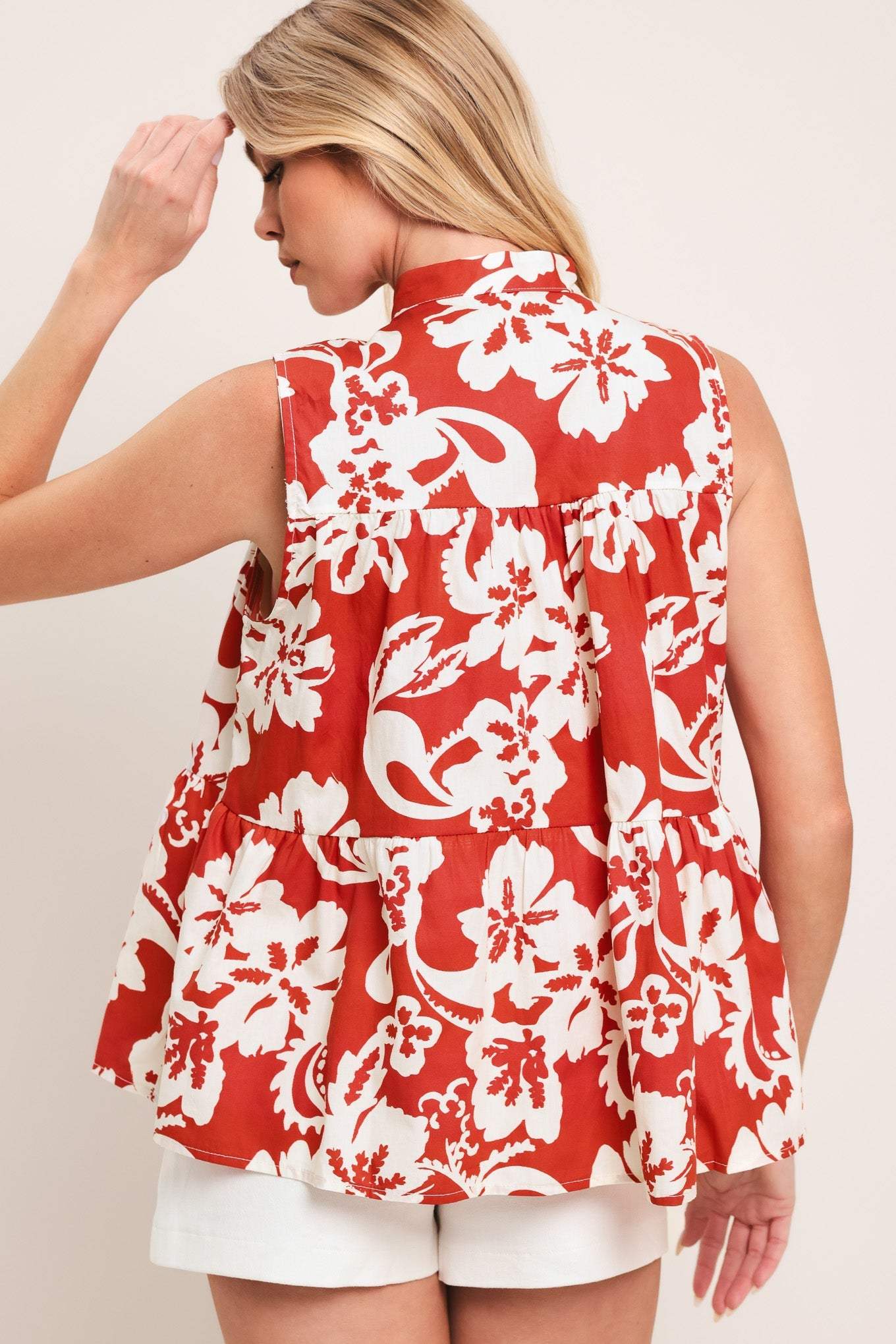 SUNSET BLOOM WOVEN TOP - Flying Tomato - Flyclothing LLC