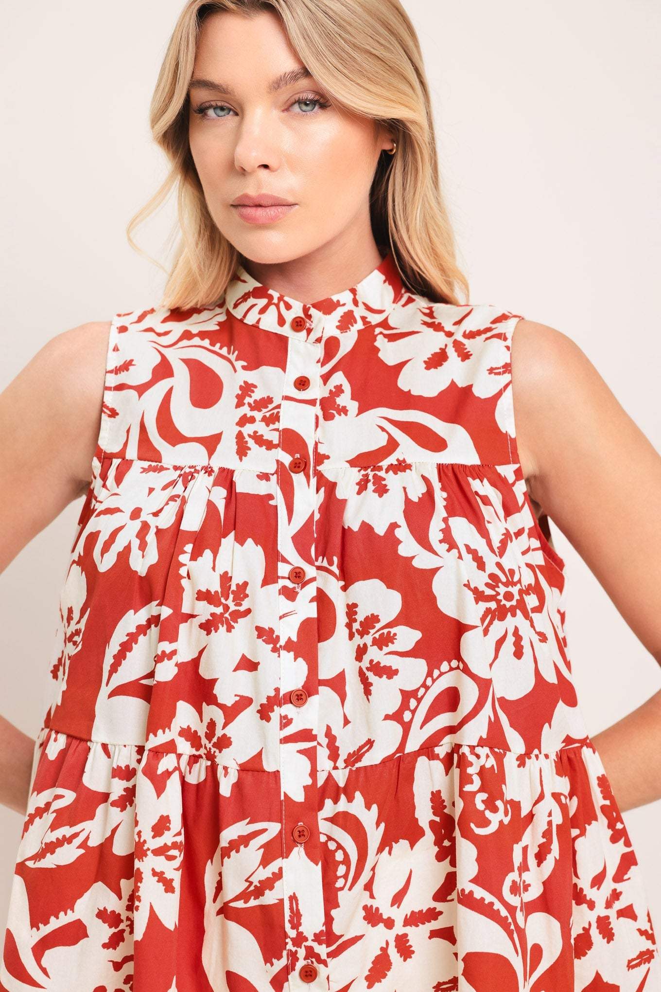 SUNSET BLOOM WOVEN TOP - Flying Tomato - Flyclothing LLC