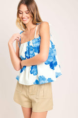TROPIC BLUE WOVEN TOP - Flying Tomato - Flyclothing LLC