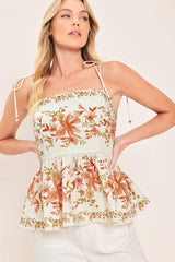VILLA ROSA PEPLUM LOOK WOVEN TOP - Flying Tomato - Flyclothing LLC