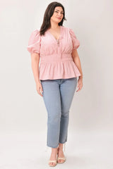 LOVELY CHARM PINK WOVEN TOP - Flying Tomato - Flyclothing LLC