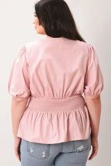 LOVELY CHARM PINK WOVEN TOP - Flying Tomato - Flyclothing LLC