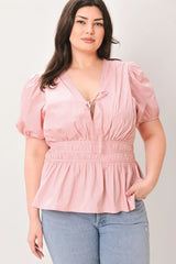 LOVELY CHARM PINK WOVEN TOP - Flying Tomato - Flyclothing LLC