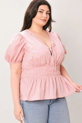 LOVELY CHARM PINK WOVEN TOP - Flying Tomato - Flyclothing LLC