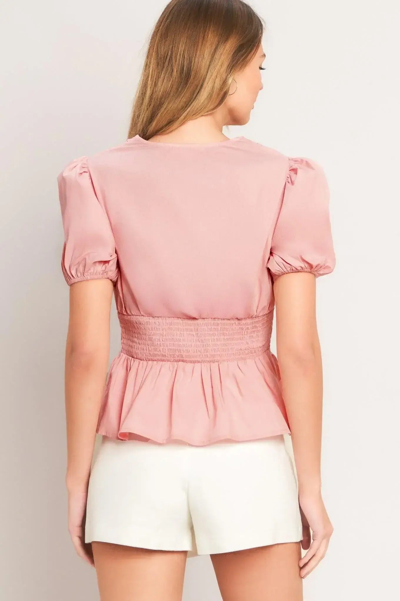 LOVELY CHARM PINK WOVEN TOP - Flying Tomato - Flyclothing LLC