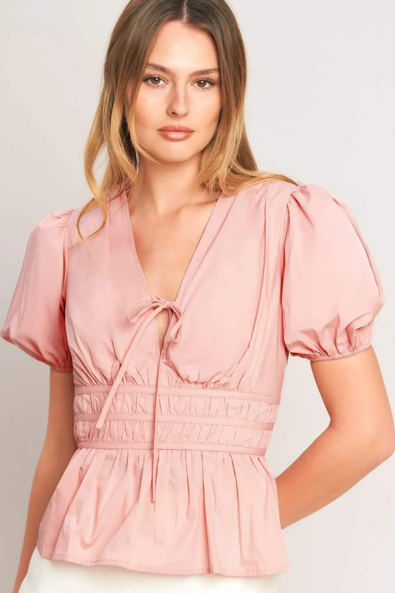 LOVELY CHARM PINK WOVEN TOP - Flying Tomato - Flyclothing LLC