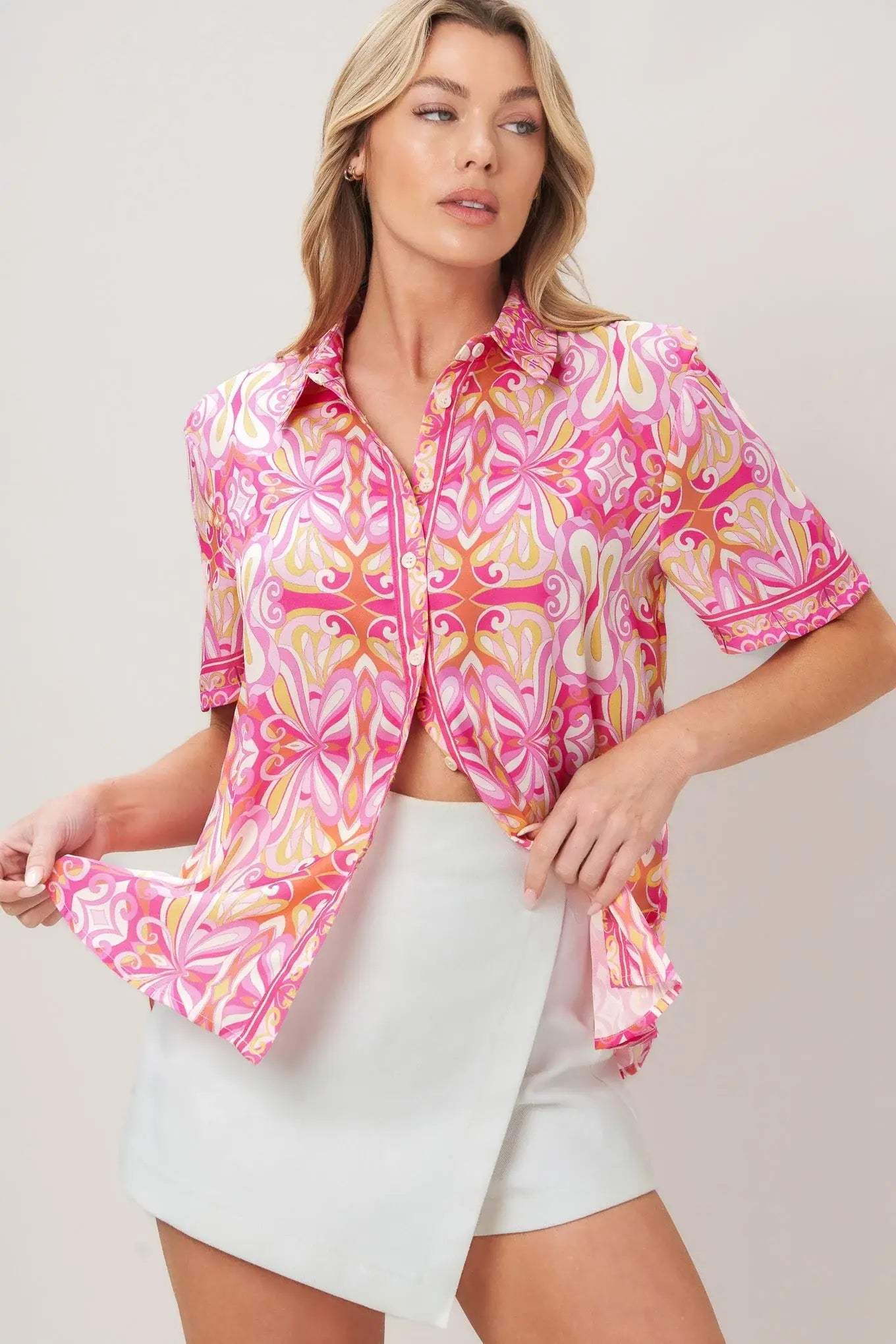 CANDY ORBIT WOVEN TOP - Flying Tomato - Flyclothing LLC