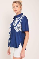 COASTAL BLOOM WOVEN TOP - Flying Tomato - Flyclothing LLC