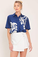 COASTAL BLOOM WOVEN TOP - Flying Tomato - Flyclothing LLC