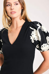 BLACK BLOOM KNIT TOP - Flying Tomato - Flyclothing LLC