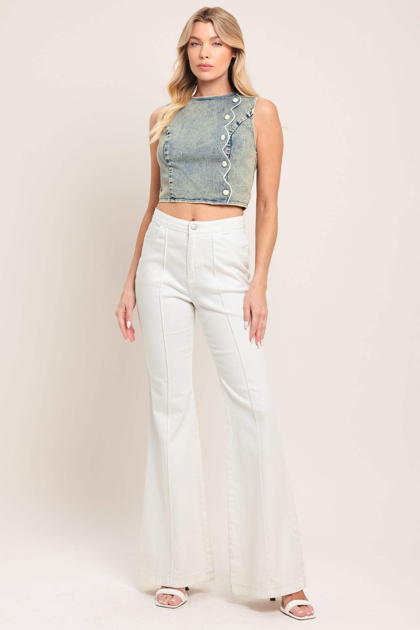 SWEET DETAIL DENIM CROP TOP - Flying Tomato - Flyclothing LLC