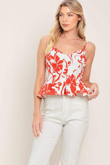 SCARLET BLOOM WOVEN TOP - Flying Tomato - Flyclothing LLC