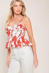 SCARLET BLOOM WOVEN TOP