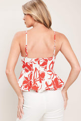 SCARLET BLOOM WOVEN TOP - Flying Tomato - Flyclothing LLC