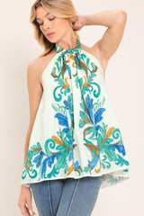 CERULEAN CHARM WOVEN TOP