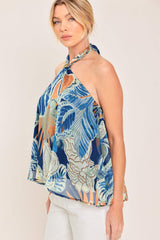 BLUE LAGOON WOVEN HALTER TOP