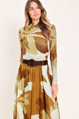 TOFFEE TROPICS WOVEN POWER MESH TOP