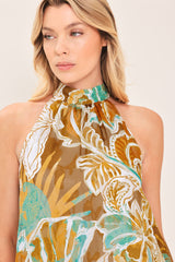 GOLDEN SHORES FLOW WOVEN JACQUARD TOP