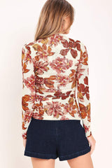 SEASONAL BLOSSOM WOVEN MESH TOP