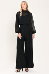 NOIR RADIANCE BLACK EMBELLISHED RAGLAN-SLEEVE TOP
