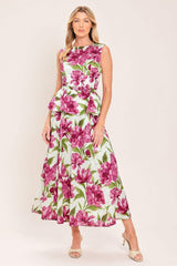 ROMANTIC ROSE PEPLUM WOVEN TOP