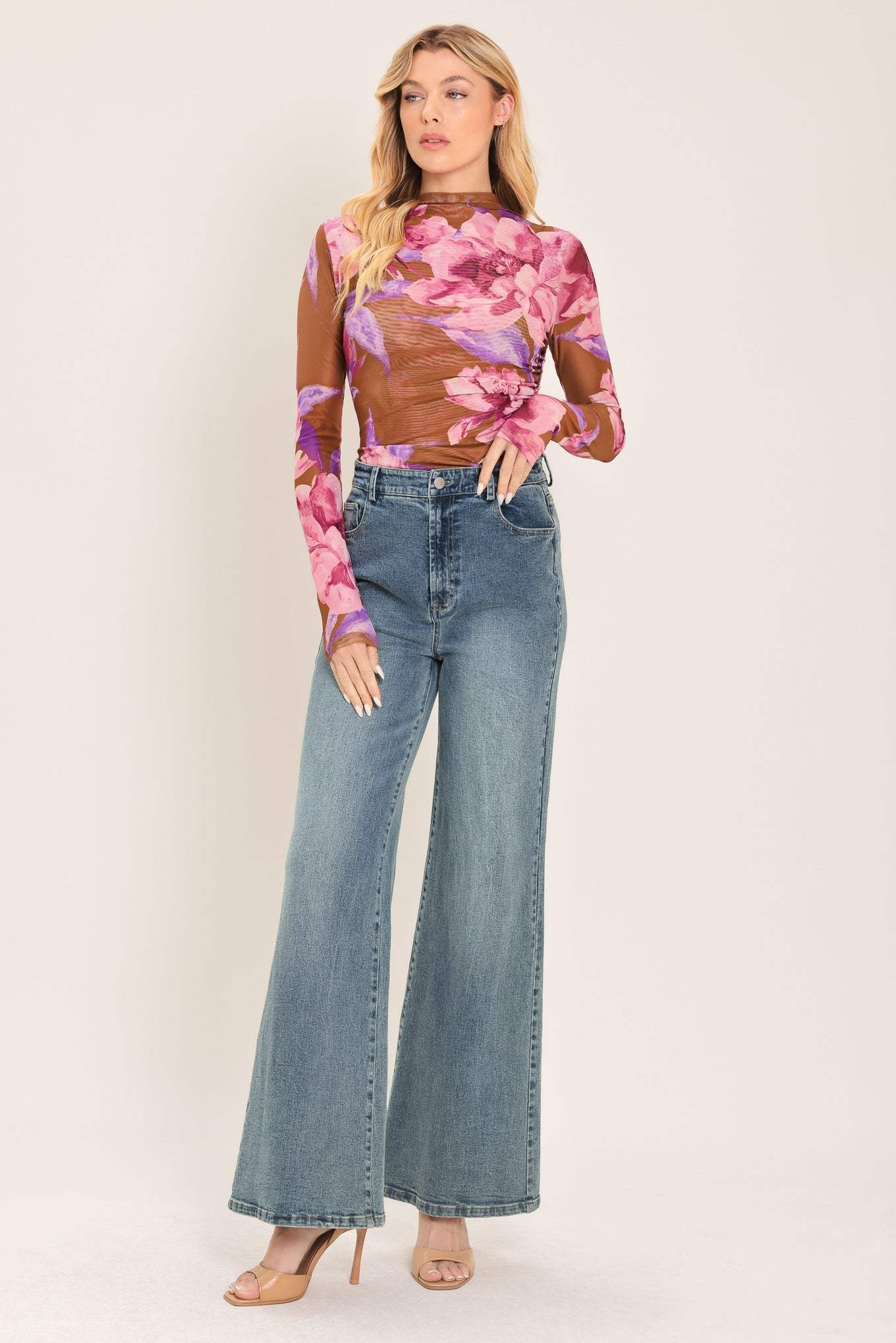 PLUM BLOSSOM POWER MESH TOP