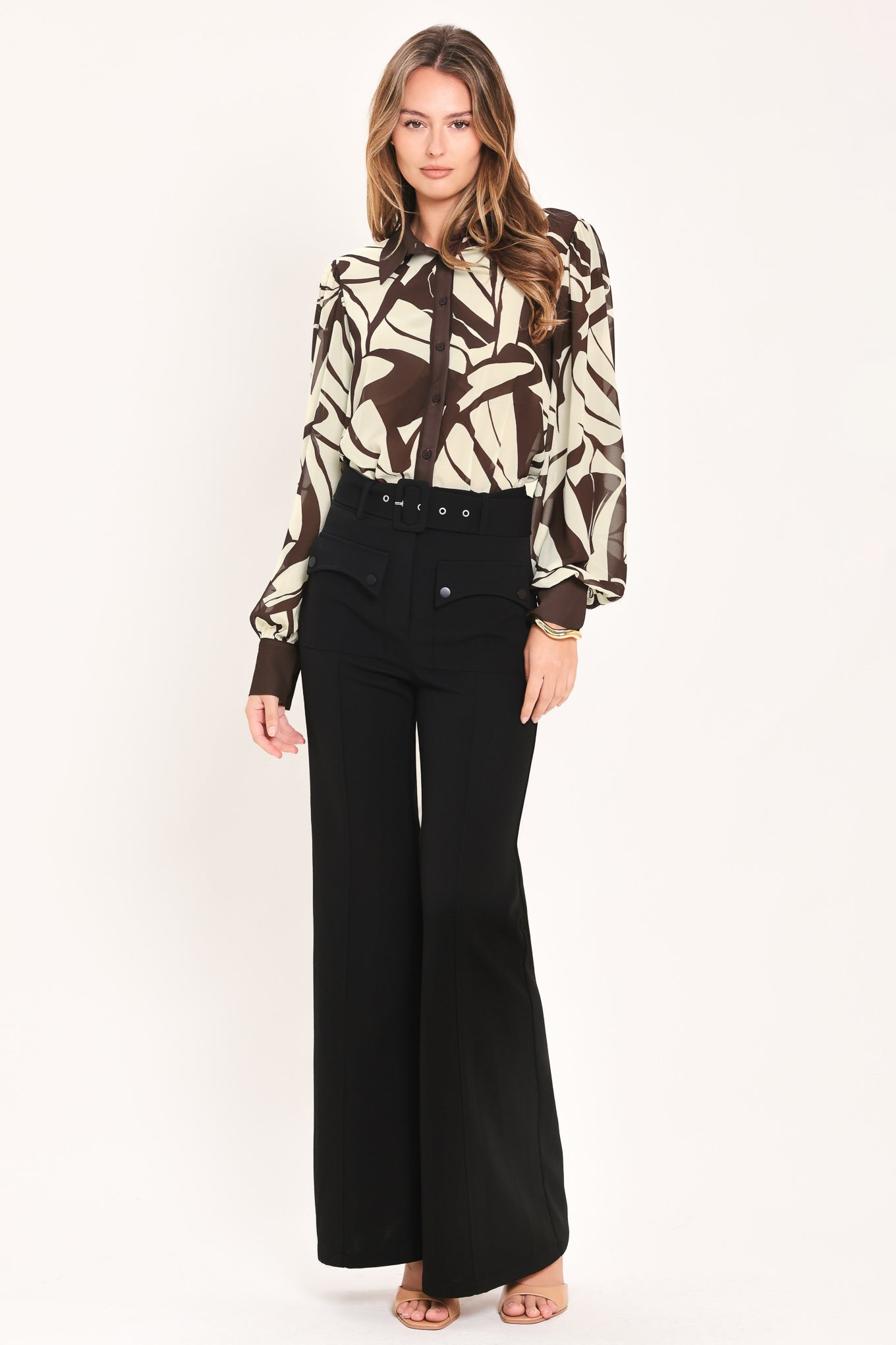 VANILLA VINE MOSAIC WOVEN TOP