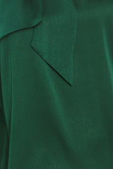 FOREST POISE HUNTER GREEN TIE-NECK RAGLAN TOP